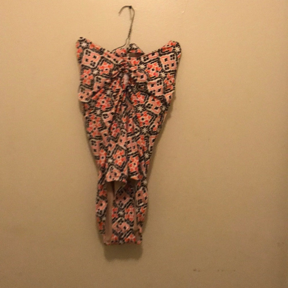 Peach and orange black swimsuit